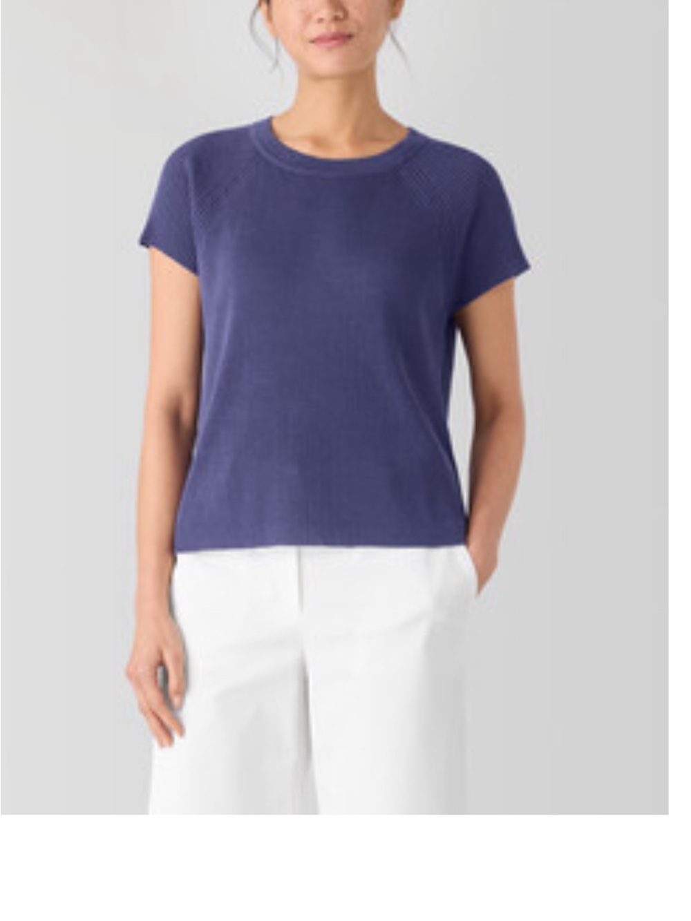 Eileen Fisher Organic Linen Cotton Jewel Neck Top, size 2x